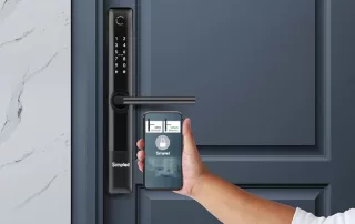 Smart digital door lock for the home automation connects to smartphone