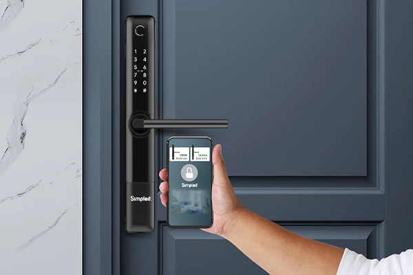 Smart digital door lock for the home automation connects to smartphone