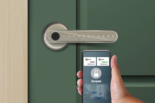 Smart digital door lock for the home automation with door handle