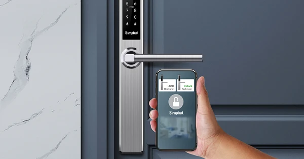 WiFi smart door lock with handle connects to phone