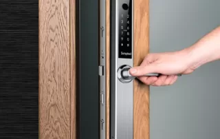 opening the smart door lock with handle