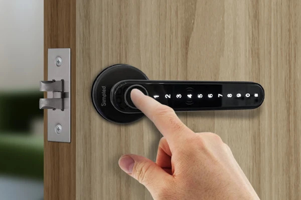 Fingerprint door handle of smart security door lock