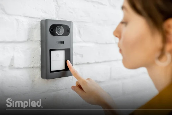 Doorbell camera on front doors