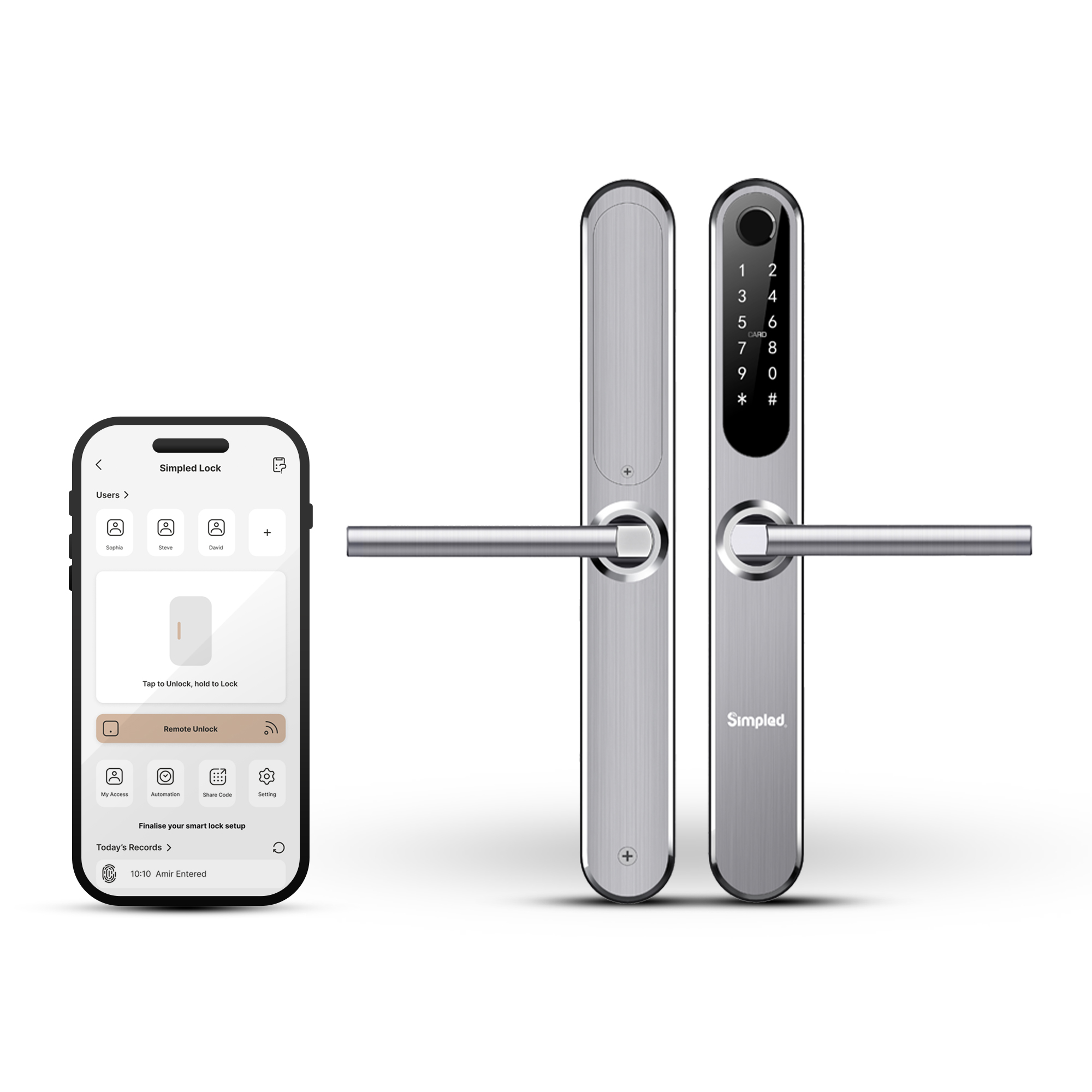 Simpled EF Slim Series Smart Lock - Silver
